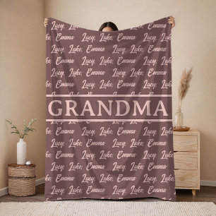 Custom Name Brown Blanket Gift for Mama & Grandma