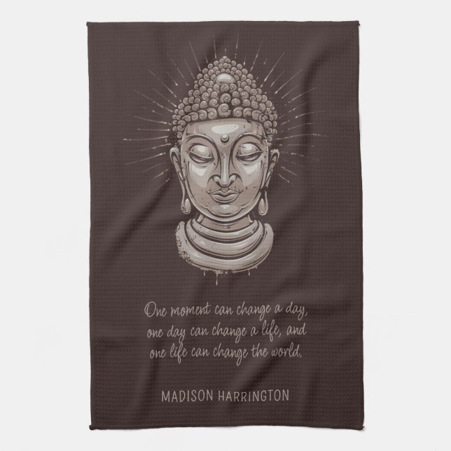 Custom Name Buddha Quote Tea Towel (Vertical)