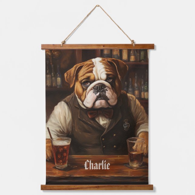 Custom Name Bulldog Bartender  Hanging Tapestry (Front)