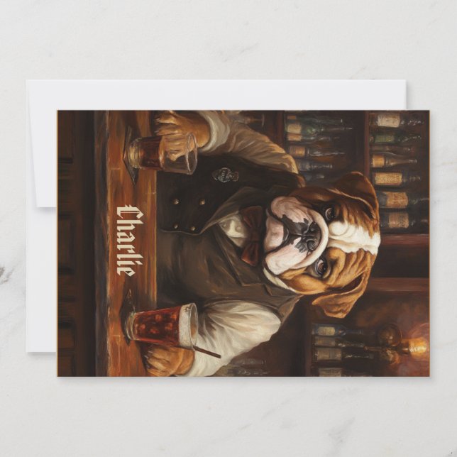 Custom Name Bulldog Bartender  Invitation (Front)