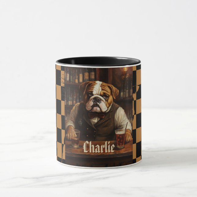 Custom Name Bulldog Bartender  Mug (Center)