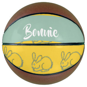 Custom name bunnies on yellow basketball
