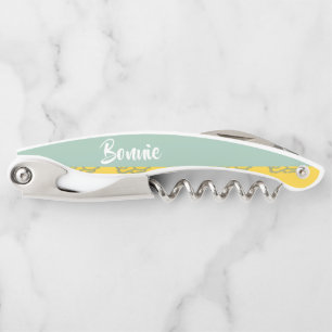 Custom name bunnies on yellow corkscrew