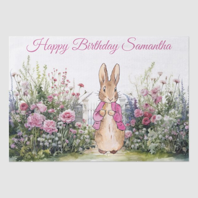 Custom Name Bunny Rabbit Pink Jacket  Tissue Paper (Front)