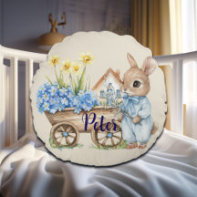 Custom Name Bunny with Blue Flowers