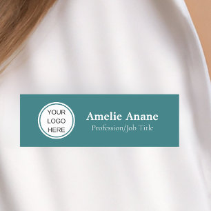 Custom Name & Business Logo Light Blue Name Tag