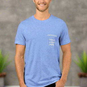 Custom Name & Business Logo Professional Blue Tri-Blend Shirt
