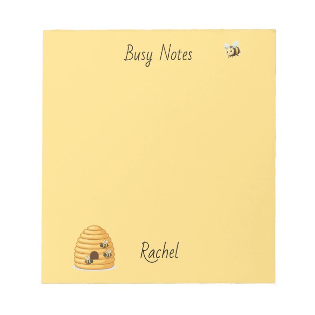 Custom Name Busy Bee Notepad (Front)