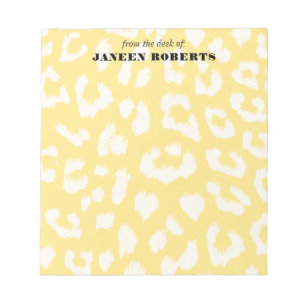 Custom Name Butter Yellow Leopard Print Notepad