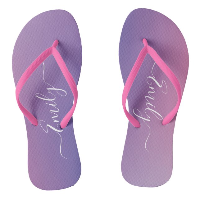 Custom Name Calligraphy Stylish Ombre Gradient Thongs (Footbed)