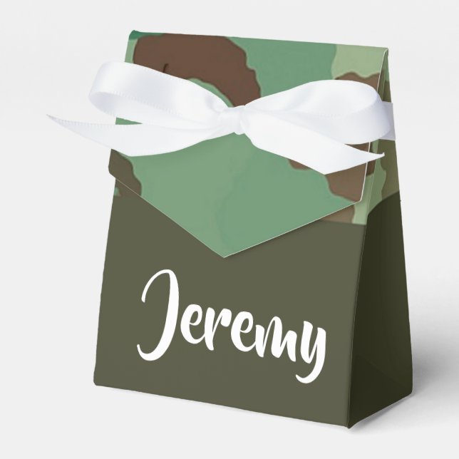 Custom  name camouflage pattern favour box (Front Side)