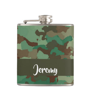 Custom  name camouflage pattern hip flask