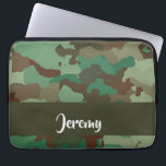 Custom  name camouflage pattern laptop sleeve<br><div class="desc">Add your name on this green and brown camouflage pattern print.</div>