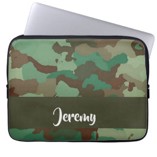 Custom name camouflage pattern laptop sleeve