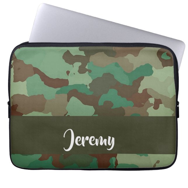 Custom  name camouflage pattern laptop sleeve (Front)