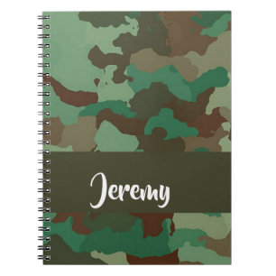 Custom name camouflage pattern notebook