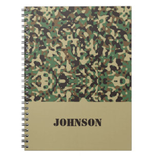 Custom name camouflage pattern notebook