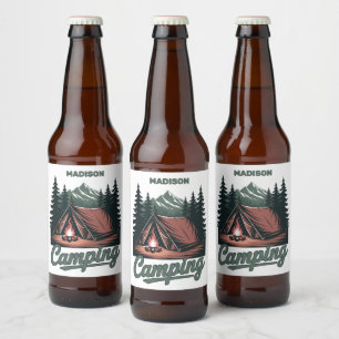 Custom Name Camping Beer Bottle Label
