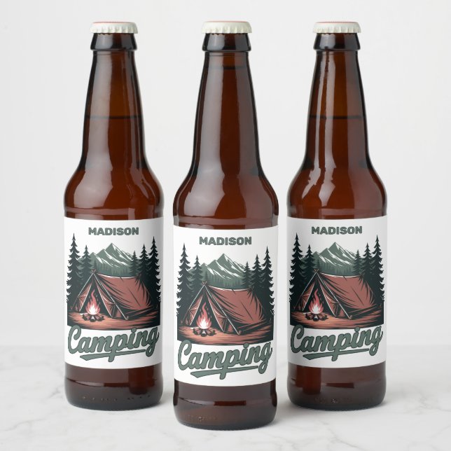 Custom Name Camping Beer Bottle Label (Bottles)