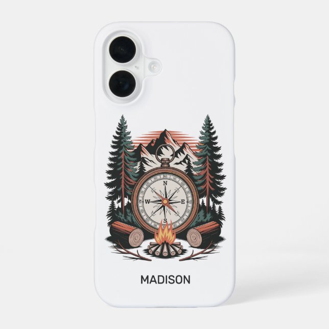 Custom Name Camping iPhone 16 Case (Back)
