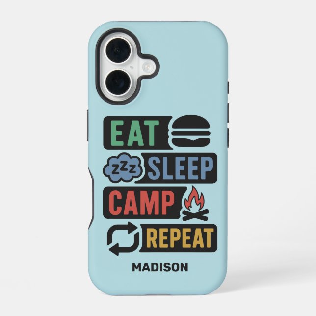 Custom Name Camping iPhone 16 Case (Back)