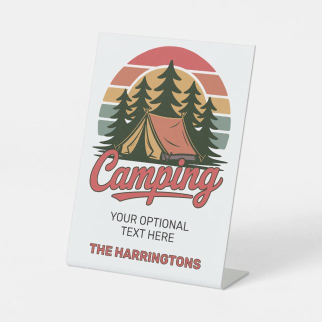 Custom Name Camping Pedestal Sign (Front)