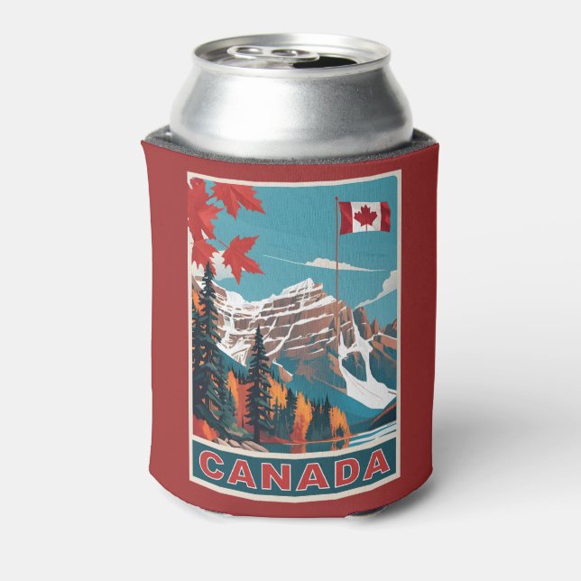 Custom Name Canada Travel Poster Can Cooler (Can Back)