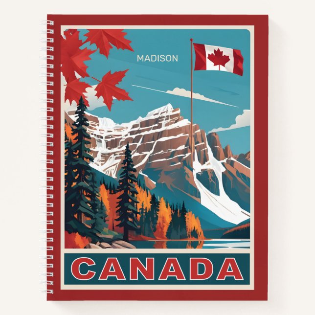 Custom Name Canada Travel Poster Notebook (Front)