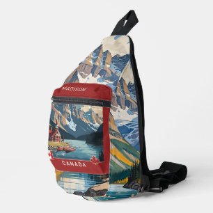 Custom Name Canada Travel Poster Sling Bag