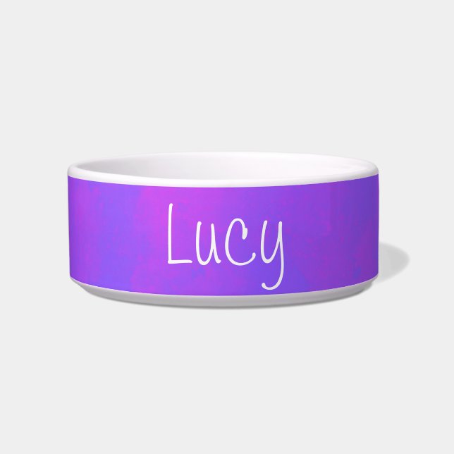 Custom Name Candy Frost Storm Cloud Ceramic Pet Bowl (Front)