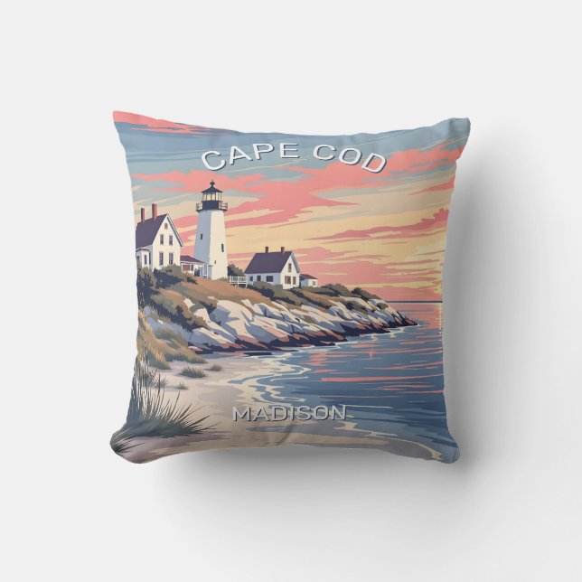 Custom Name Cape Cod Massachusetts Cushion (Front)