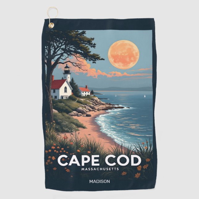 Custom Name Cape Cod Massachusetts Golf Towel (Front)