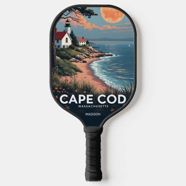 Custom Name Cape Cod Massachusetts Pickleball Paddle (Front)