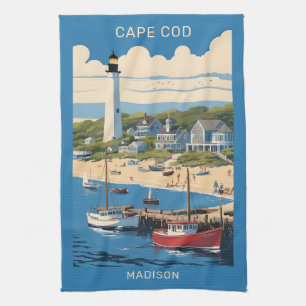 Custom Name Cape Cod Massachusetts Tea Towel