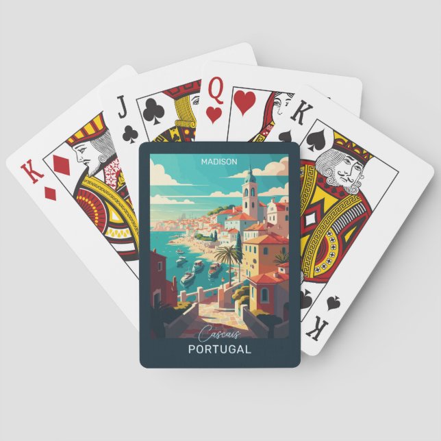 Custom Name Cascais Portugal Playing Cards (Back)