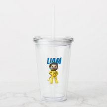Custom Name Cat Astronaut acrylic tumbler