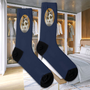 Custom Name Cat Dog Photo Modern Personalized Socks