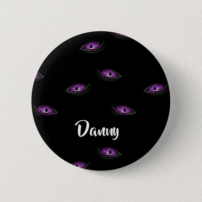 Custom name cat eyes 6 cm round badge (Front)