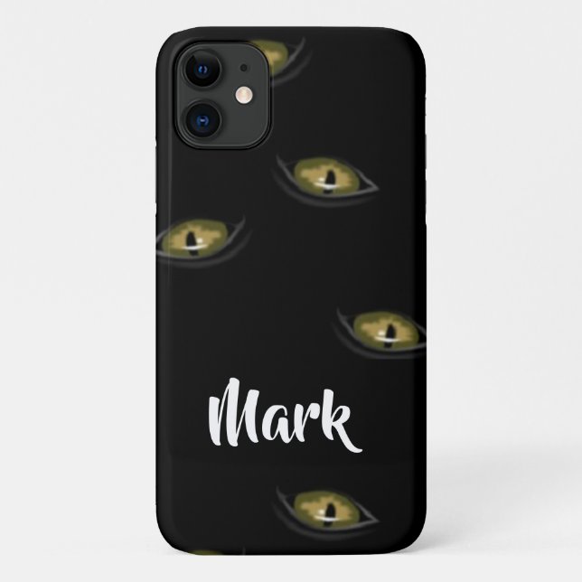 Custom name cat eyes on black Case-Mate iPhone case (Back)