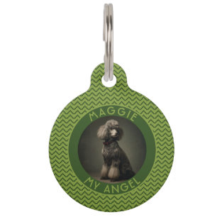 Custom Name Cat Lover Present Chevron Pattern Pet Tag