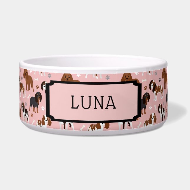 Custom Name Cavalier King Charles Spaniel Bowl (Front)