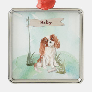 Custom Name Cavalier King Charles Spaniel Pet Dog Metal Ornament