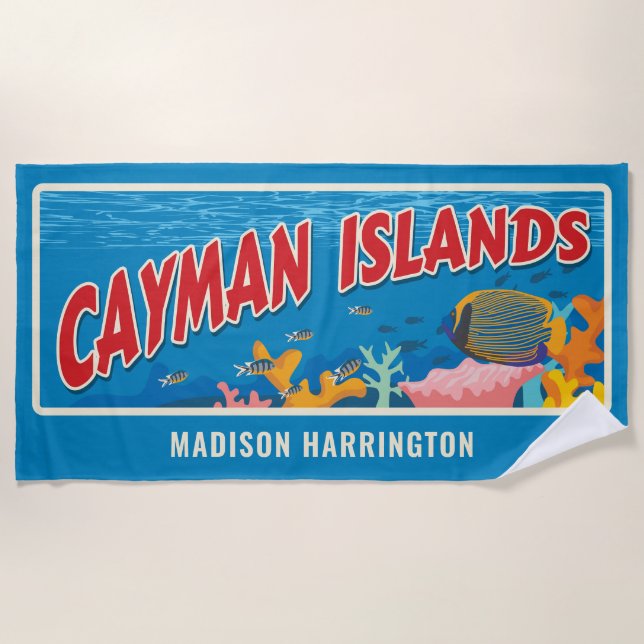 Custom Name Cayman Islands Beach Towel (Front)