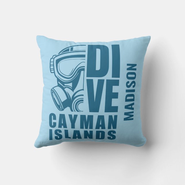 Custom Name Cayman Islands Diving Cushion (Back)
