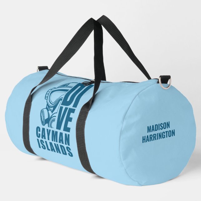 Custom Name Cayman Islands Diving Duffle Bag (Left Corner)