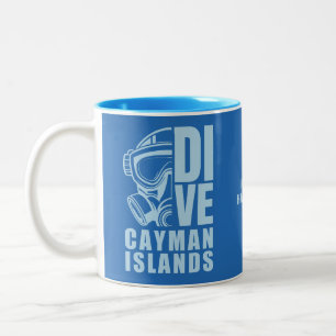 Custom Name Cayman Islands Diving Two-Tone Coffee Mug