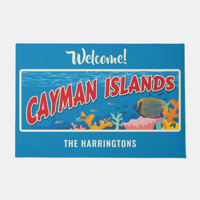 Custom Name Cayman Islands Doormat (Front)