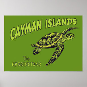 Custom Name Cayman Islands Sea Turtle Poster
