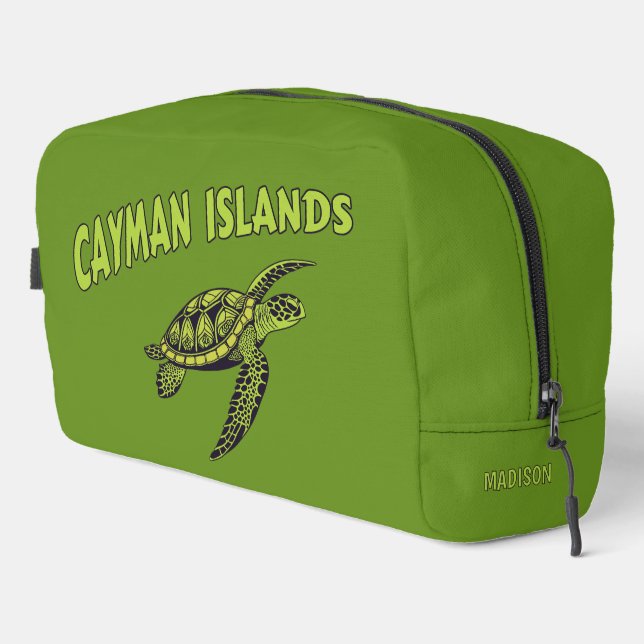 Custom Name Cayman Islands Turtle Dopp Kit (Right Corner)