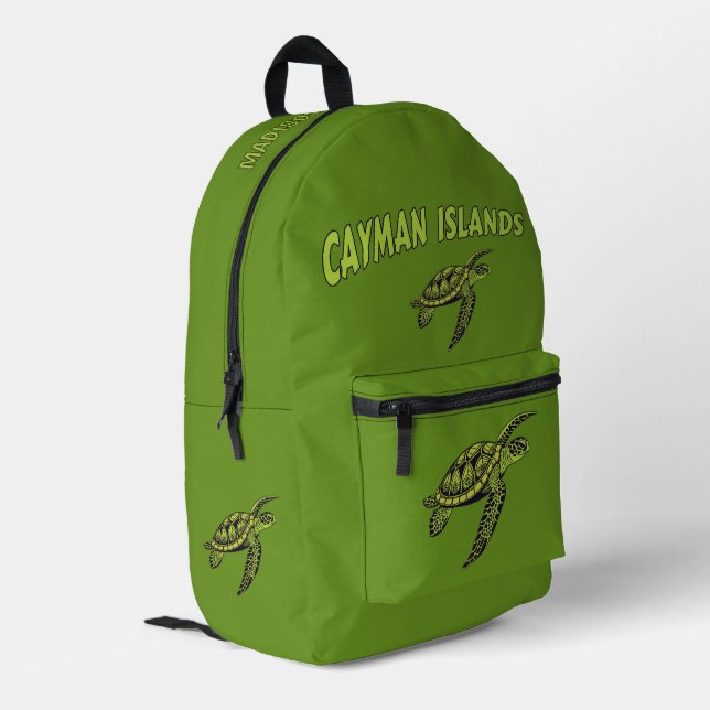 Custom Name Cayman Islands Turtle Printed Backpack (Back Corner Left)